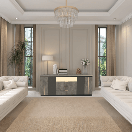 ตู้ลิ้นชัก 4 ลิ้นชัก WISDOM DESIGN FURNITURE รุ่น GCS-201 200 ซม. สีแอชเกรย์/บราวน์มาร์เบิ้ล_2